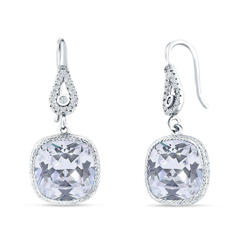 Cushion Drop Dangle Pear Fishhook Earring Cubic Zirconia 925 Sterling Silver Wholesale